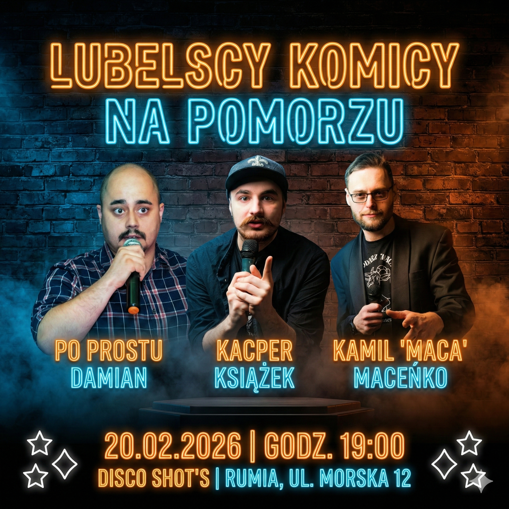 🎤 Lubelscy Komicy na Pomorzu – Stand-up w Rumi 20.02.2026,🎤