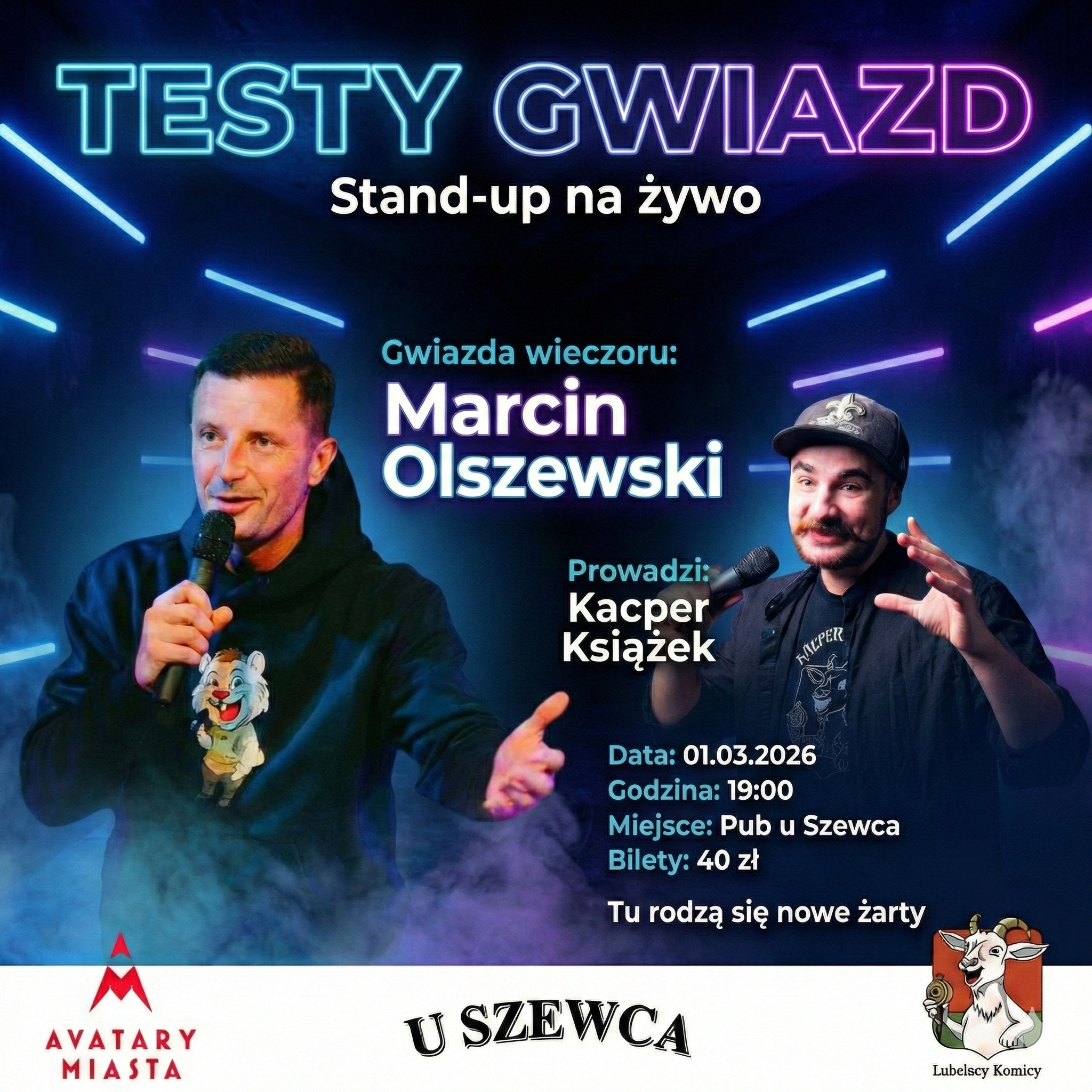 🎤 Stand-up Testy Gwiazdy w Lublinie 1 marzec, godz. 19:00🎤