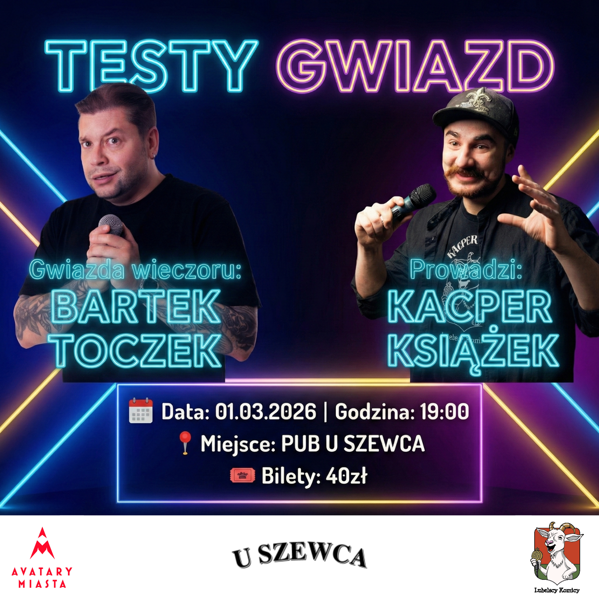 🎤 Stand-up Testy Gwiazdy w Lublinie 1 marzec, godz. 19:00🎤