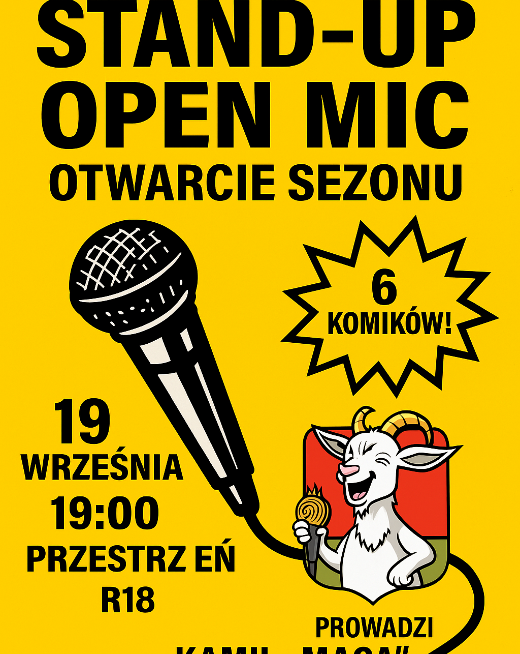 Stand-up w Lublinie – Otwarcie Sezonu | Stand-up Open Mic  Lubelscy Komicy 19.09.2025 bilety