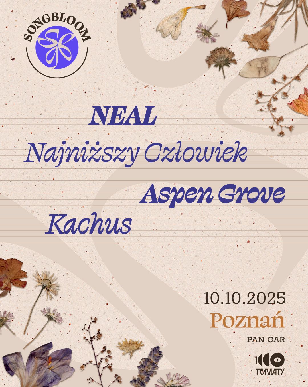 SongBloom Poznań | objazdowy festiwal songwriterski |  Aspen Grove 10.10.2025 bilety