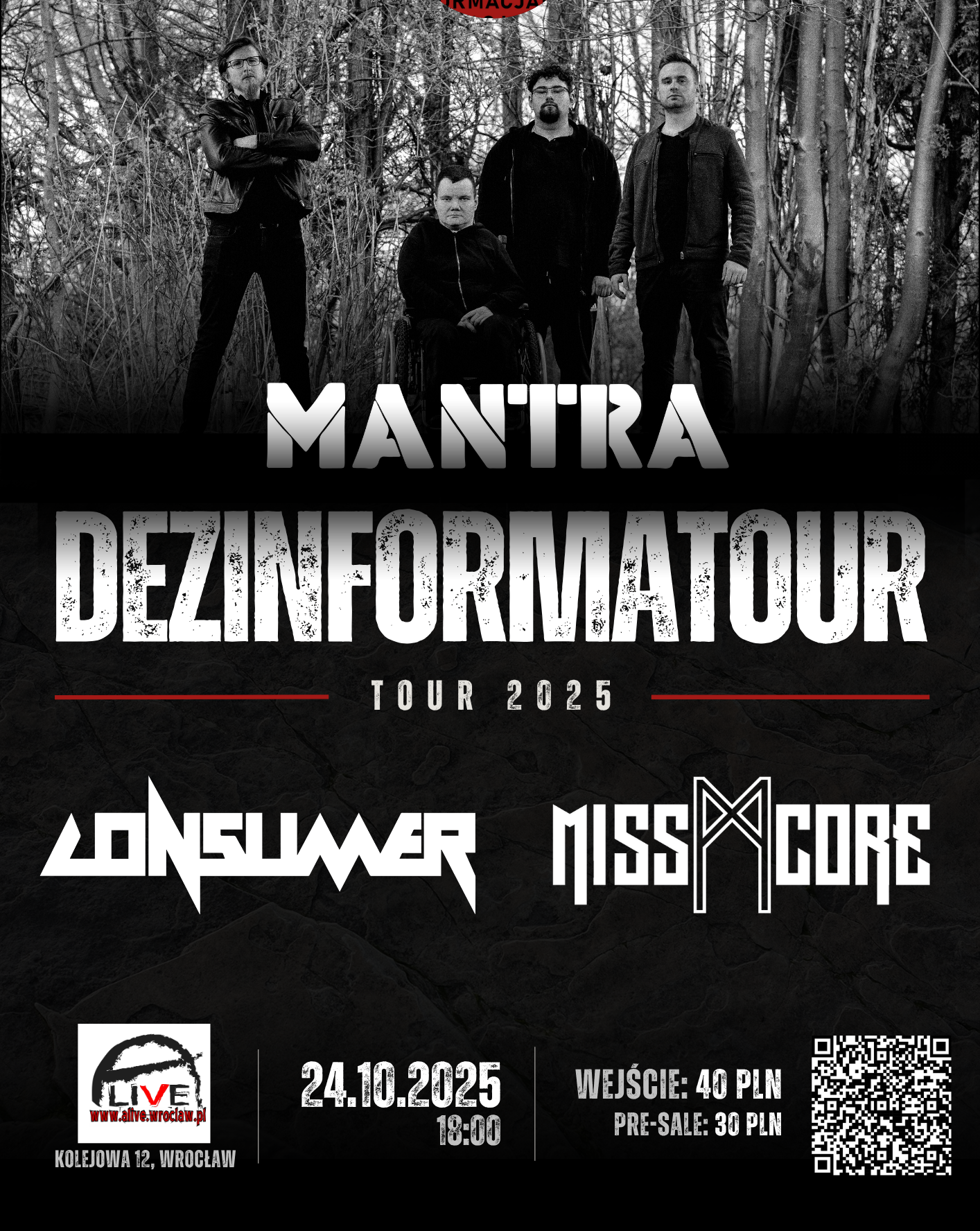 MANTRA + MISSCORE + CONSUMER DezinformaTour 2025 CONSUMER 24.10.2025 bilety