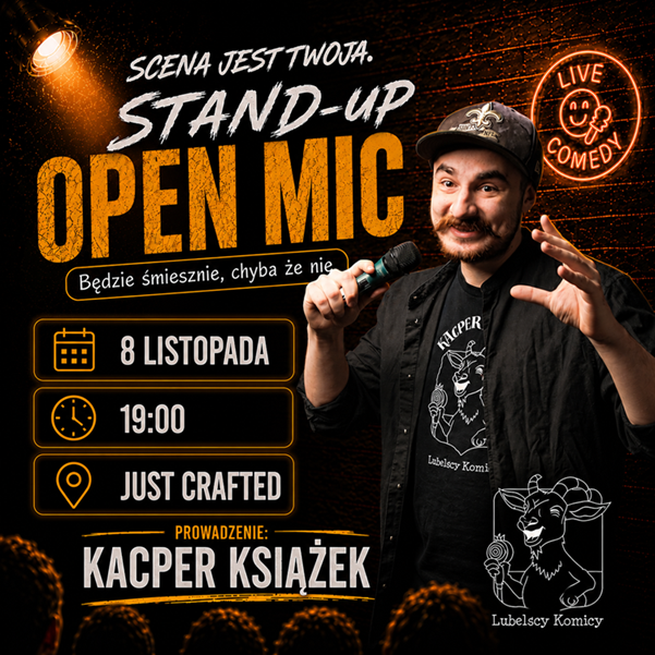 Stand-up Lublin: Open Mic z Kacprem Książkiem w Just Crafted