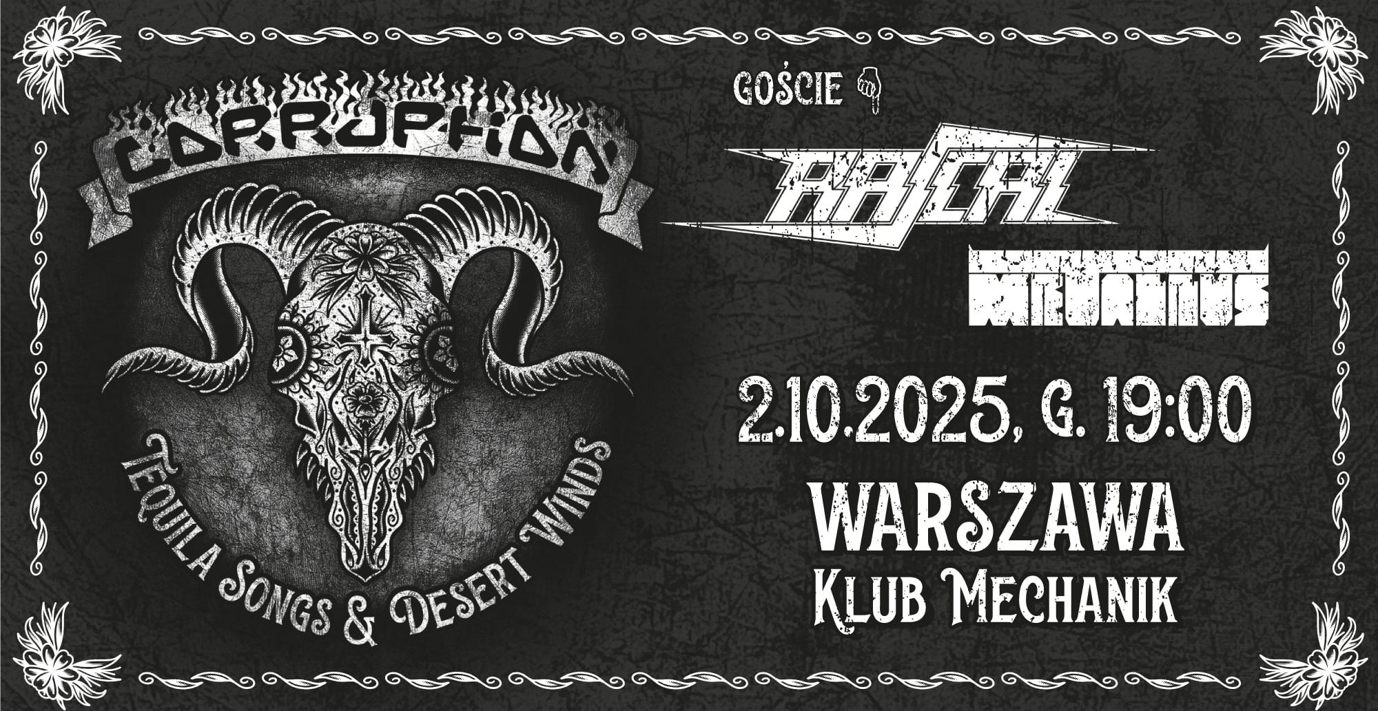 Premiera płyty CORRUPTION - goście: Rascal, Metallus  02.10.2025 bilety