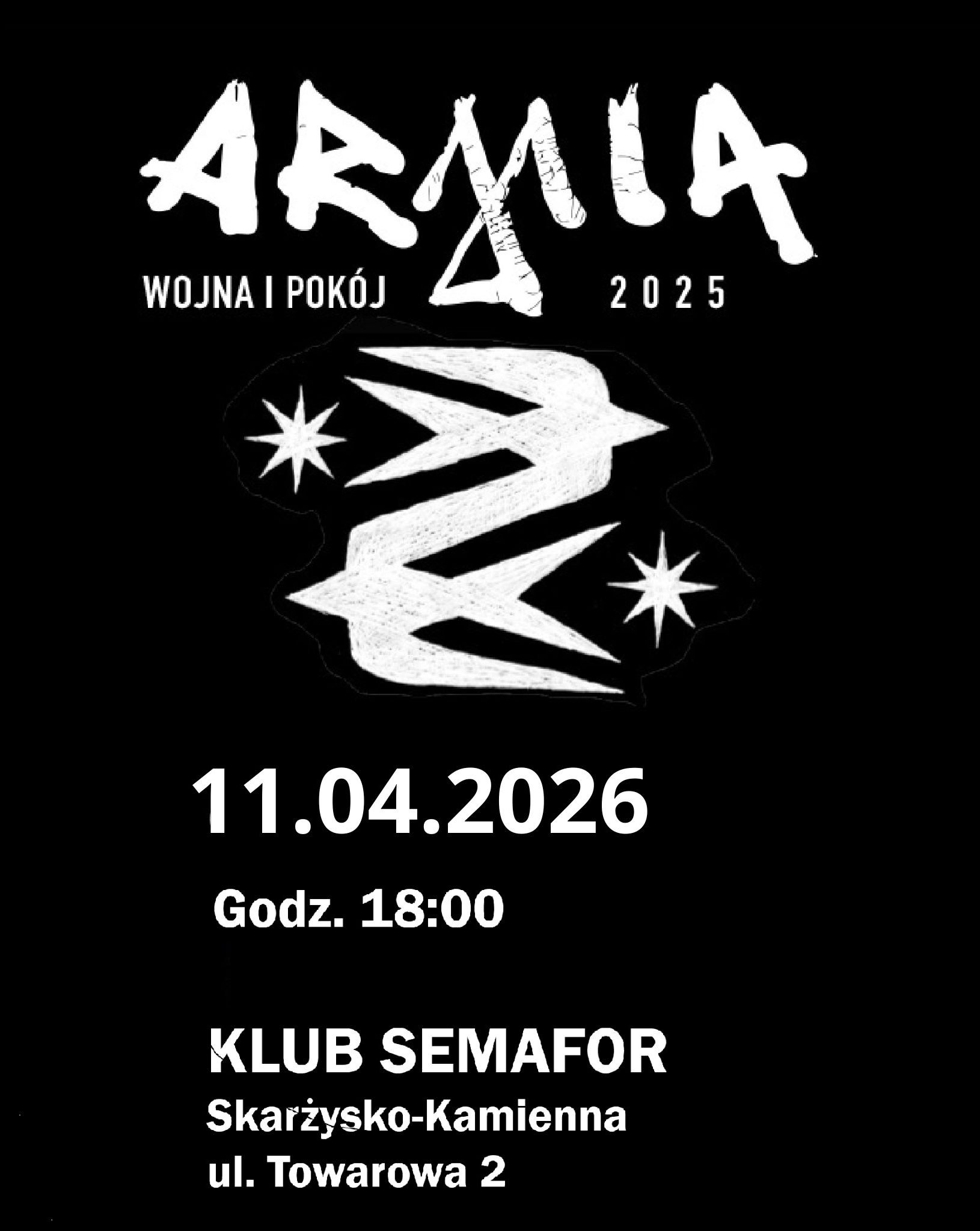ARMIA ZESPÓŁ ARMIA 11.04.2026 bilety