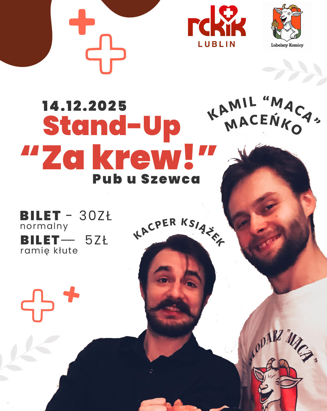 ❤️ STAND-UP ZA KREW — 14 grudnia, niedziela, 19:00 Lubelscy Komicy 14.12.2025 bilety