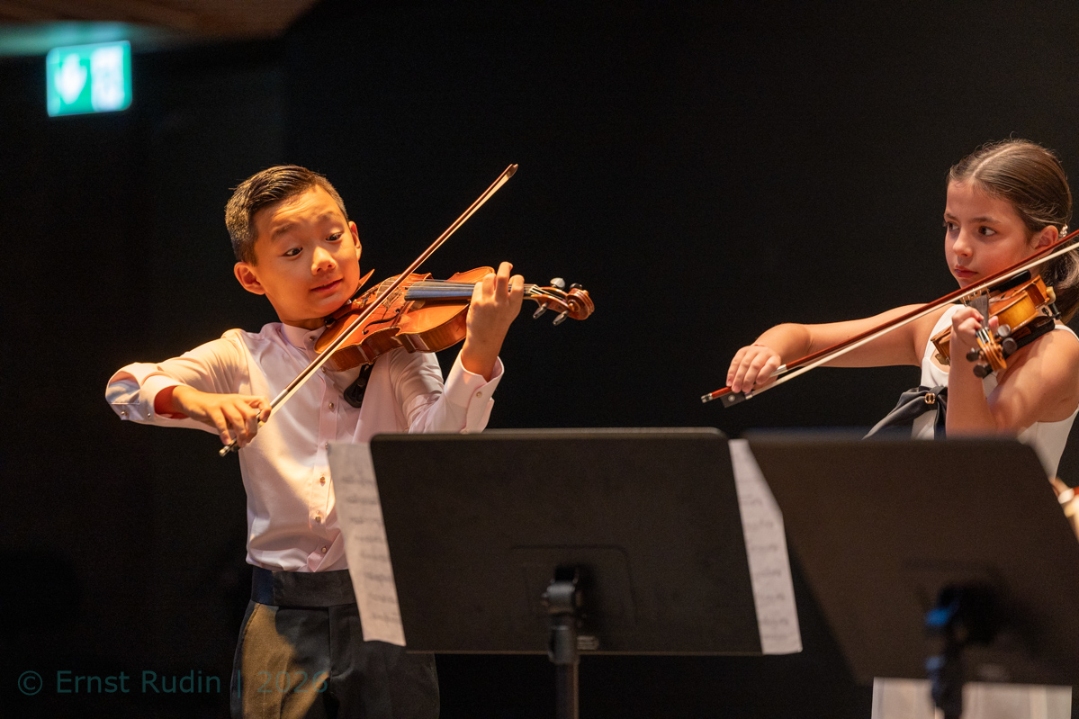 The MingClassics Junior Ensemble Plays Prélude and Polka from Shostakovich's Five Pieces for two Violins and Piano
