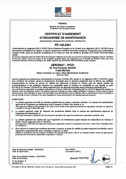 MRO-Part-145 certificate of Aero-Bay for 2026