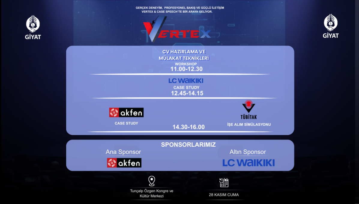 Hacettepe Üniversitesi Girişim ve Yatırım Topluluğu - Vertex & Case Speech cover img