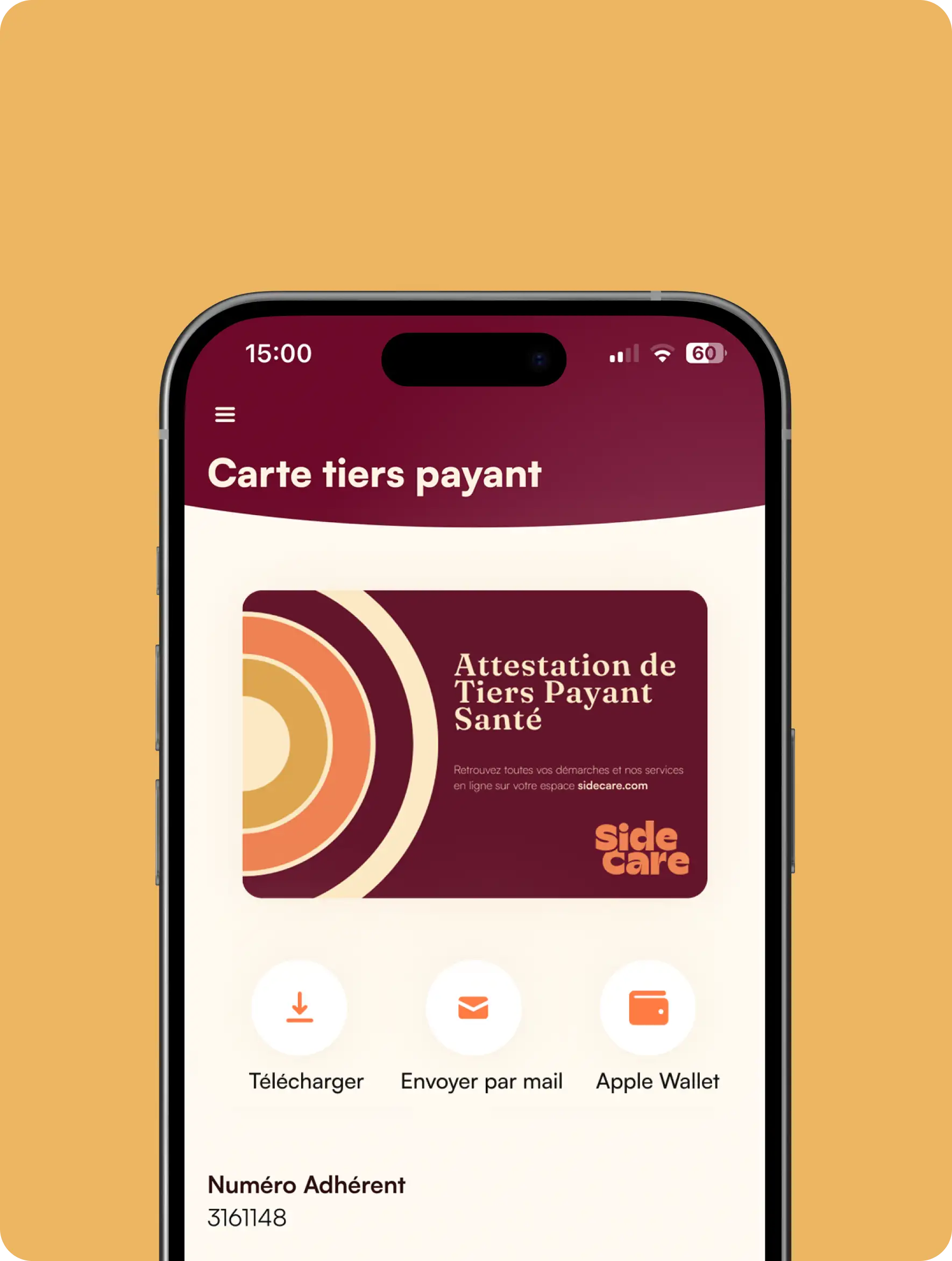 Téléphone Carte Tiers Payant