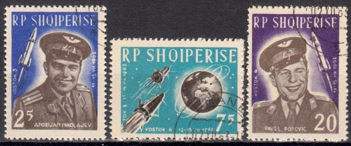 Albanien MiNr. 727/29 O Weltraum Raumkapsel Wostok 3