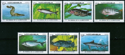 Nicaragua MiNr. 2829/35 ** Welternährungstag: Fische