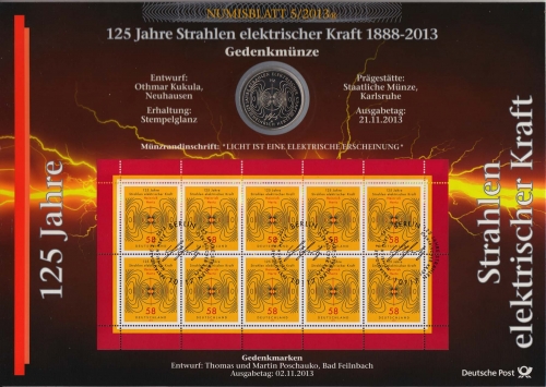 Bund Numisblatt 2013-5, Strahlen elektrischer Kraft, 10 Euro