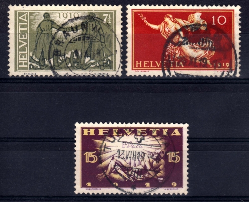 Schweiz MiNr. 146/48 O Friedensvertrag