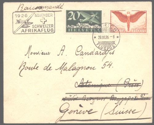 Schweiz MiNr. 190+213 Flugpost Brief 1926