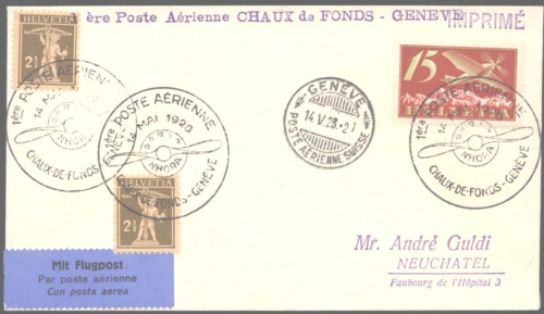 Schweiz MiNr. 179 Flugpost Brief 1928