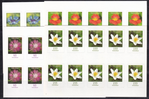 Bund MiNr. 3481/84 **, FB 88/91, Freimarken: Blumen auf Folienblatt