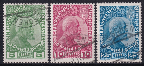 Liechtenstein MiNr. 1/3 O, Fürst Johann II.