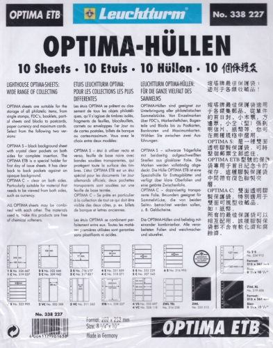 Leuchtturm Optima-Hüllen, ETB glasklar, 10er Pack Neu