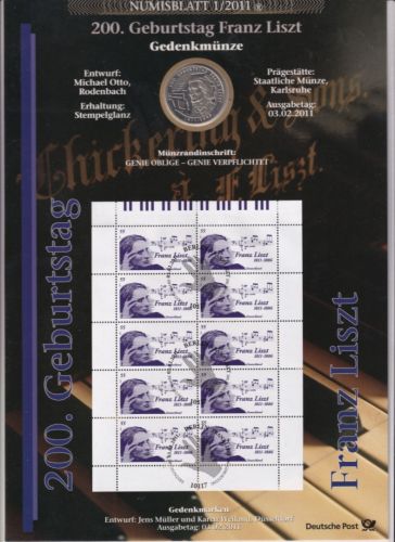 Bund Numisblatt 2011-1 Franz Liszt 10,00 Euro