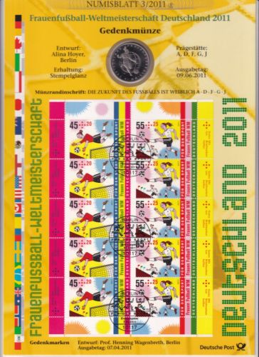 Bund Numisblatt 2011-3 Frauenfußball-Weltmeisterschaft 10,00 Euro