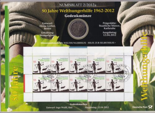Bund Numisblatt 2012-2 Welthungerhilfe 10,00 Euro