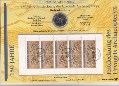 Bund Numisblatt 2011-5 Entdeckung des Urvogels Archaeopteryx 10,00 Euro