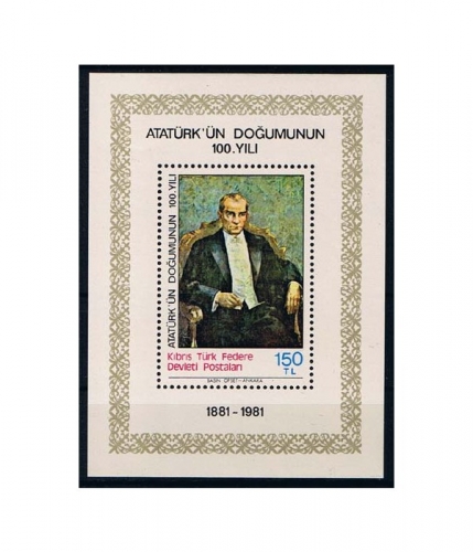 Zypern türk. Block 2 ** 100. Geburtstag von Atatürk