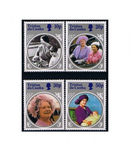 Tristan da Cunha 385/88 ** 85. Geburtstag von Königsmutter Elisabeth