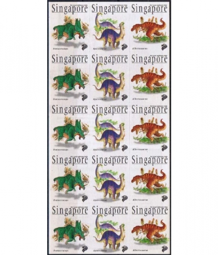 Singapur 874/76 Folienblatt ** Prähistorische Tiere