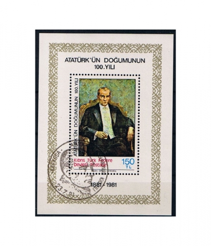 Zypern türk. Block 2 O 100. Geburtstag von Atatürk