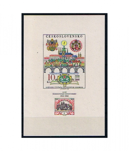 Tschechoslowakei Block 29 ** 50 Jahre tschechoslowakische Briefmarken