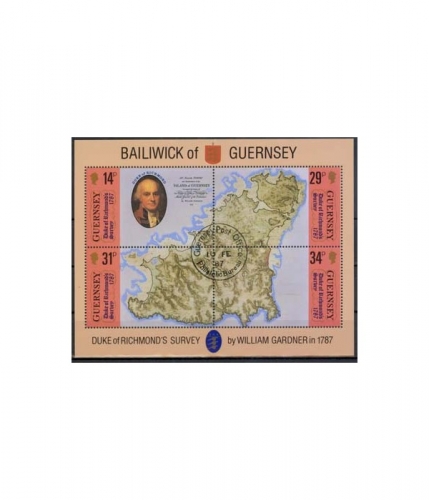 Guernsey Block 4 ** 200. Jahrestag der Erstellung der ersten genauen Landkarte
