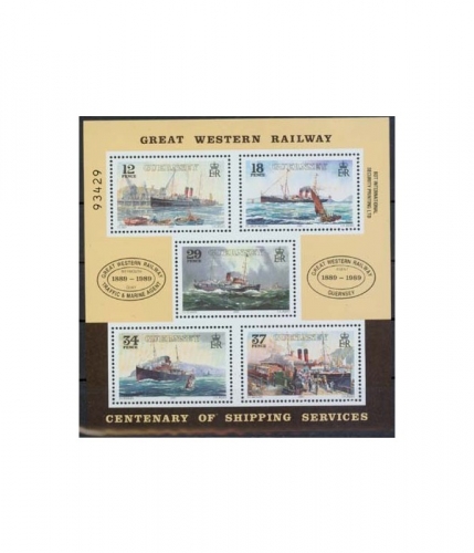 Guernsey Block 5 ** 100. Jahrestag der Einrichtung der Schifffahrtslinie
