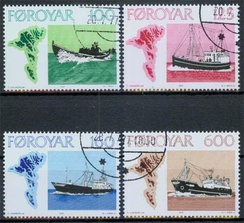 Färöer MiNr. 24/27 O, Fischerei-Schiffe, gestempelt