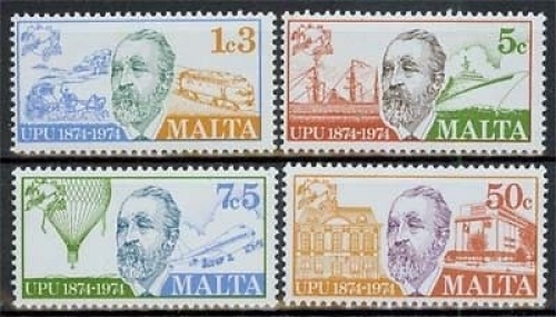 Malta MiNr. 497/500 **, 100 Jahre Weltpostverein, 1974