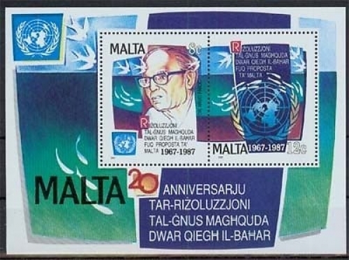 Malta MiNr. Bl. 10 **, UNO Resolution für die friedliche Nutzung des Meeres