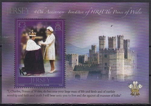Jersey MiNr. Bl. 79 ** 40. Jahrestag der Investitur des Fürsten von Wales