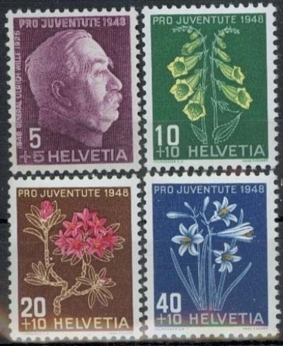 Schweiz MiNr. 514/17 **, Pro Juventute, Alpenblumen
