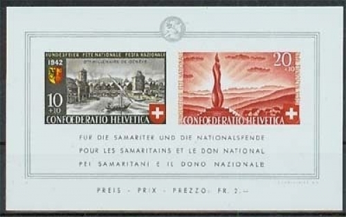 Schweiz MiNr. Bl. 7 **, Pro Patria 1942, 2000 Jahre Stadt Genf