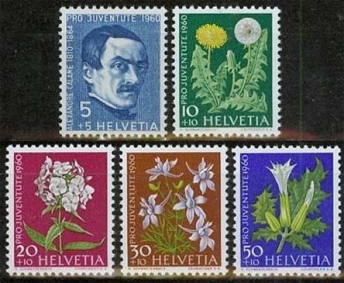 Schweiz MiNr. 722/26 **, Pro Juventute, Blumen