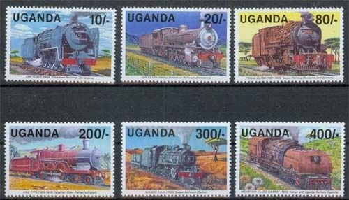 Uganda MiNr. 890/97 **, Lokomotiven afrikanischer Eisenbahngesellschaften