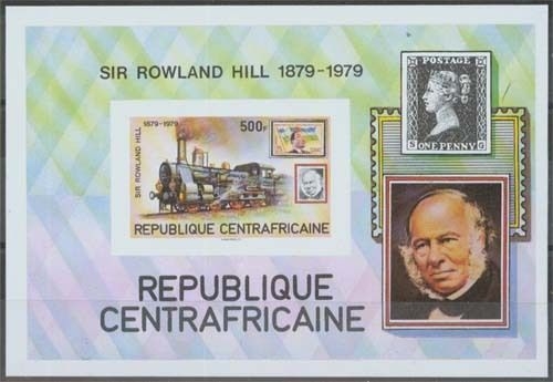 Zentralafrikanische Republik MiNr. Bl. 70 ** 100. Todestag von Rowland Hill