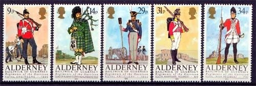 Alderney MiNr. 23/27 **, Historische Uniformen