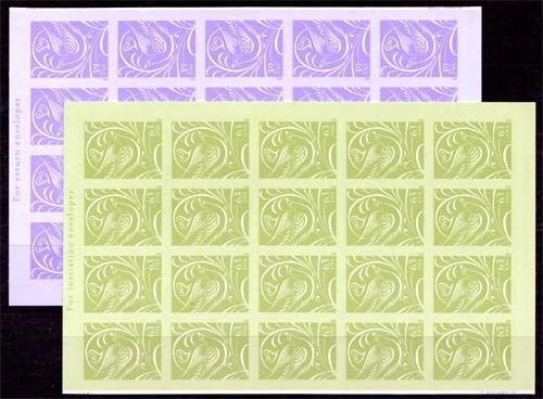 USA MiNr. 4045/46 **, Grußmarken zur Hochzeit 2 Folienblätter