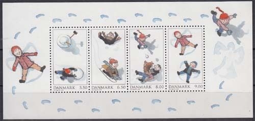 Dänemark MiNr. Bl. 37 ** Spiele im Schnee