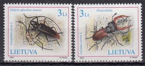 Litauen MiNr. 819/20 ** Das Rote Buch gefährdeter Tier- und Planzenarten: Käfer