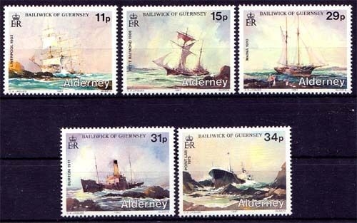 Alderney MiNr. 32/36 **, Schiffswracks