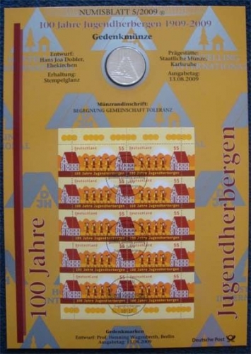 Bund Numisblatt 2009-5 Jugendherbergen 10,00 Euro