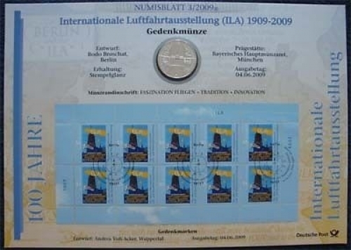 Bund Numisblatt 2009-3 Luftfahrtausstellung 10,00 Euro
